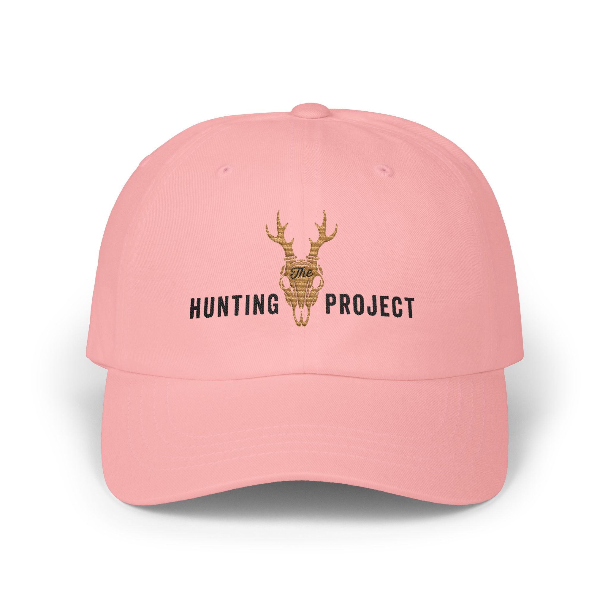 Hunting Project Dad Cap — Embroidered Deer Skull Baseball Hat - Black