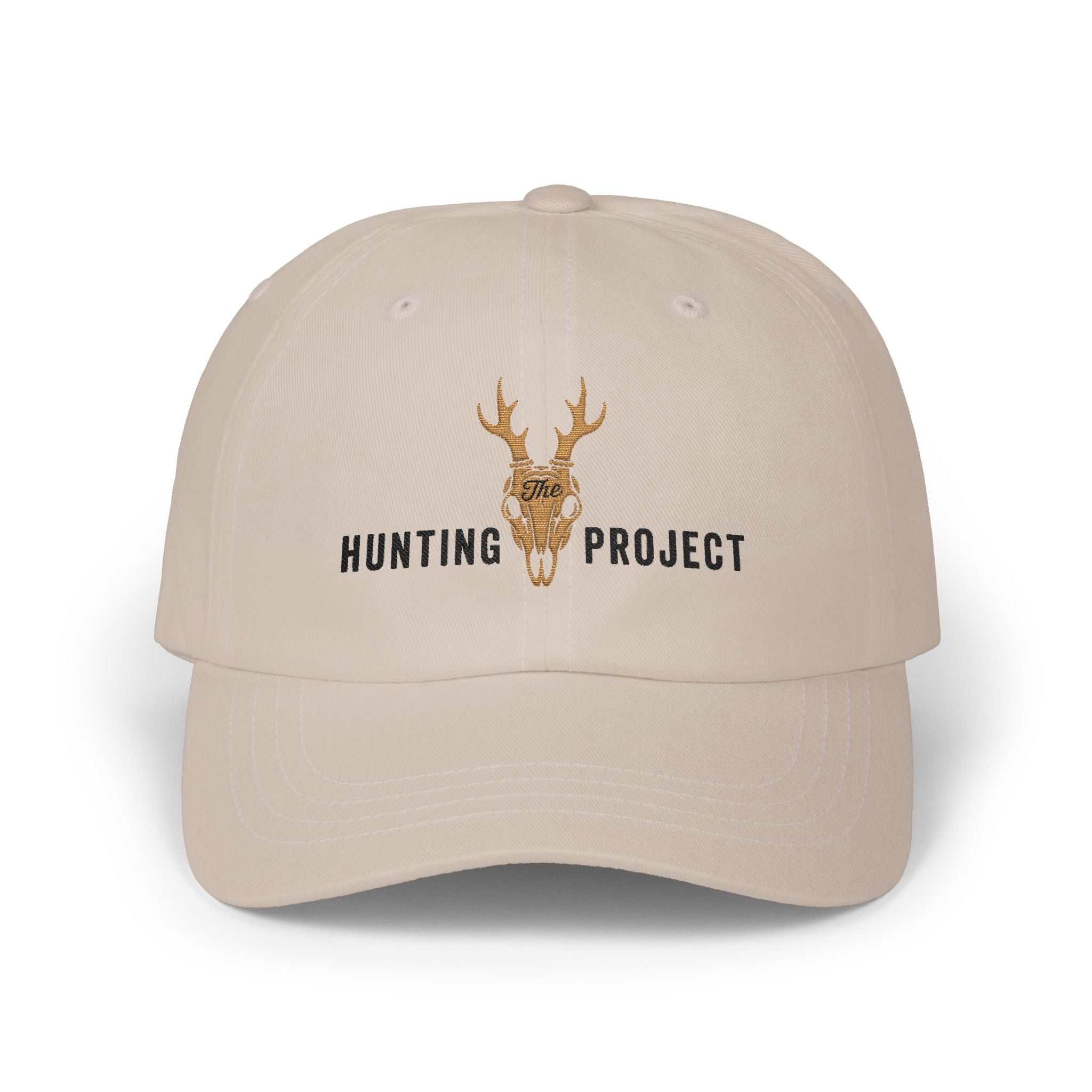 Hunting Project Dad Cap — Embroidered Deer Skull Baseball Hat - Black