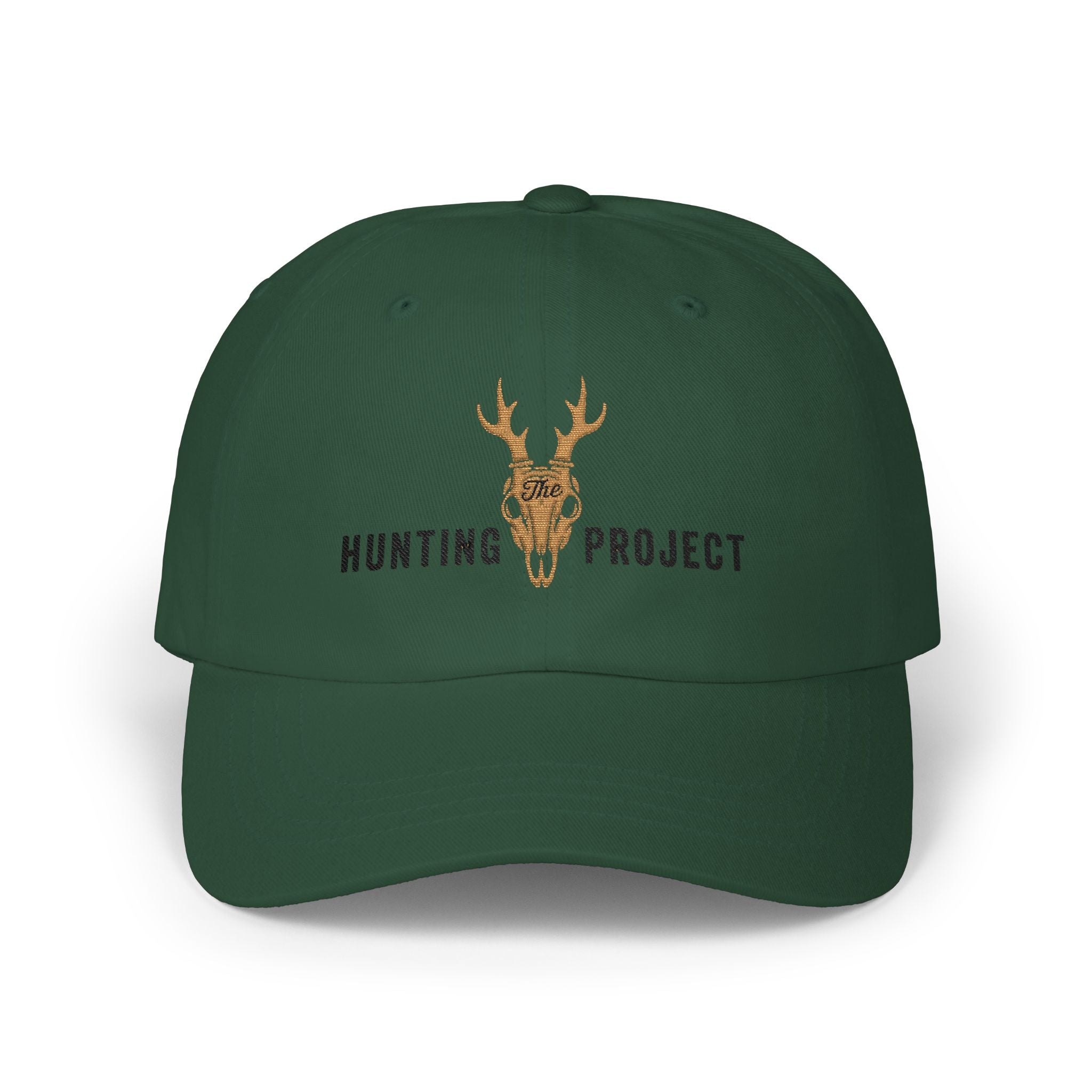 Hunting Project Dad Cap — Embroidered Deer Skull Baseball Hat - Black
