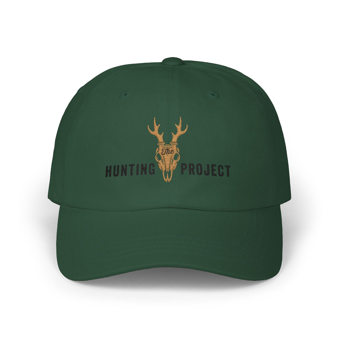 Hunting Project Dad Cap — Embroidered Deer Skull Baseball Hat - Black