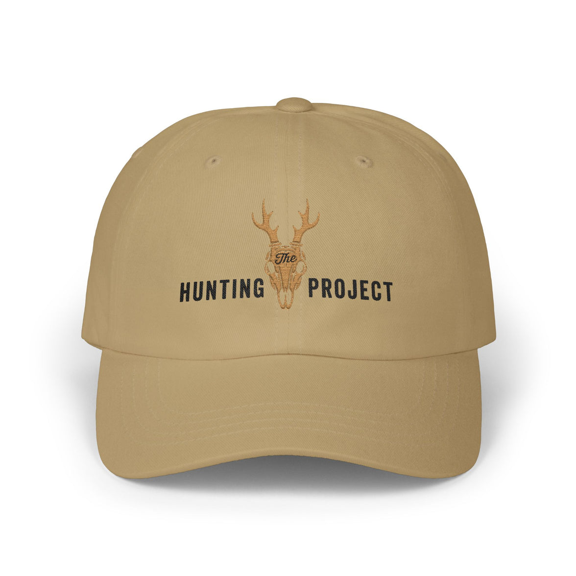 Hunting Project Dad Cap — Embroidered Deer Skull Baseball Hat - Black