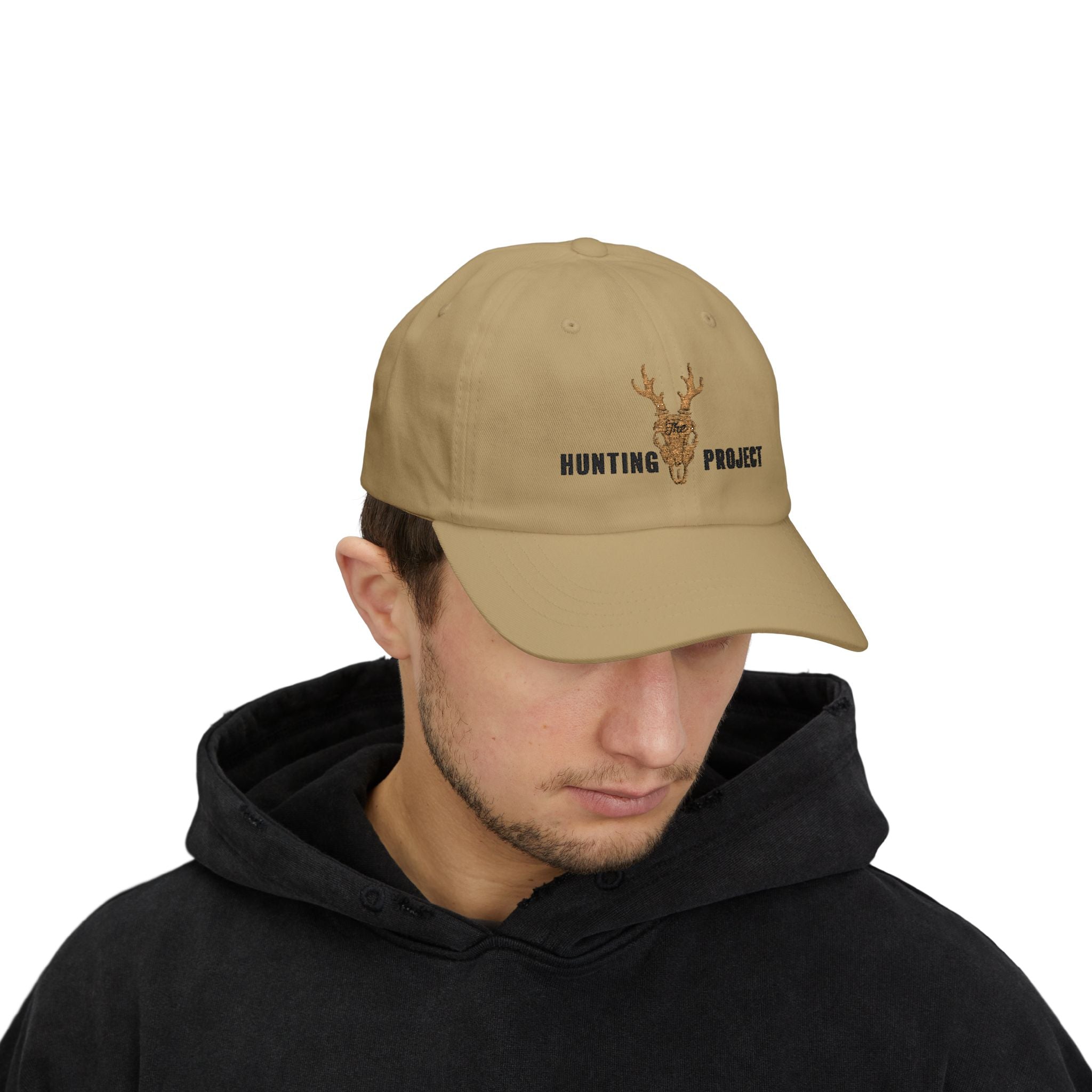 Hunting Project Dad Cap — Embroidered Deer Skull Baseball Hat - Black