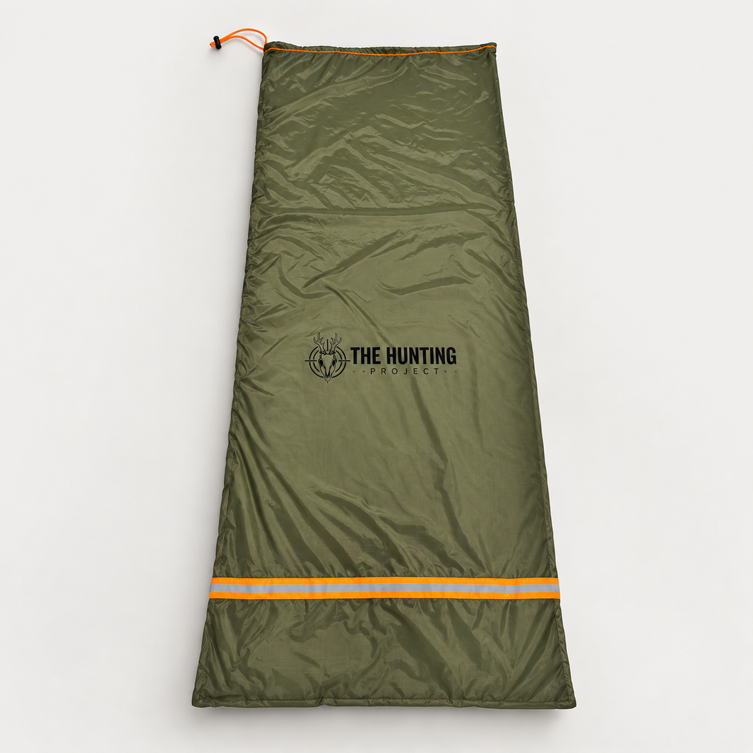 THP ripstop deer extraction bag in olive green with orange reflective strip